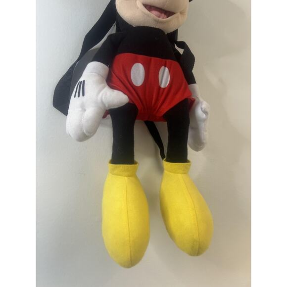 Disney Mickey Mouse Plush Mini Backpack Bag Kids Toddler Black Red Zipper Straps - Picture 4 of 7